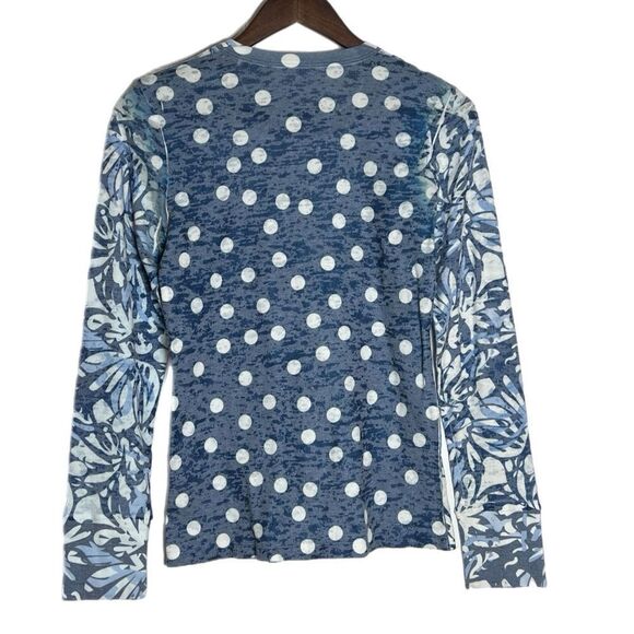 Whimsy Rose Blue and White Floral Long Sleeve Waffle Thermal Tee - Picture 3 of 5